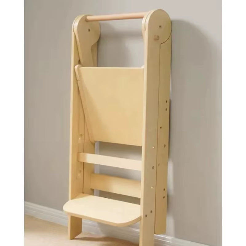 Foldable Wooden Learning Tower Toddler Baby Step Stool for Hand Washing and Kids Daily Learning