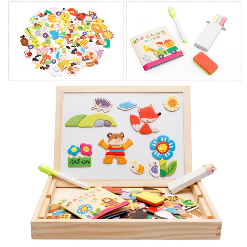 Wooden Multifunction Animal Puzzle Writing Magnetic Drawing Board Blackboard School Teaching Incentive Supplies Rewards TMZ