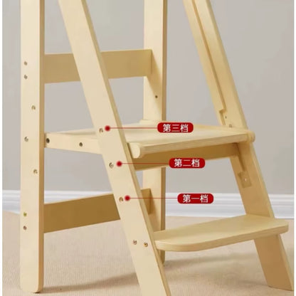 Foldable Wooden Learning Tower Toddler Baby Step Stool for Hand Washing and Kids Daily Learning