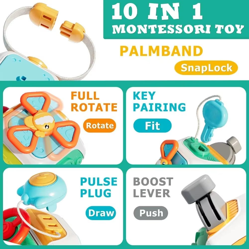 10 in 1 Baby Busy Board Cube Colors Montessori Sensory Toys Calm Emotions Early Education Children'S Busy Ball for 1-3 Years Old