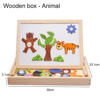 Wooden Multifunction Animal Puzzle Writing Magnetic Drawing Board Blackboard School Teaching Incentive Supplies Rewards TMZ