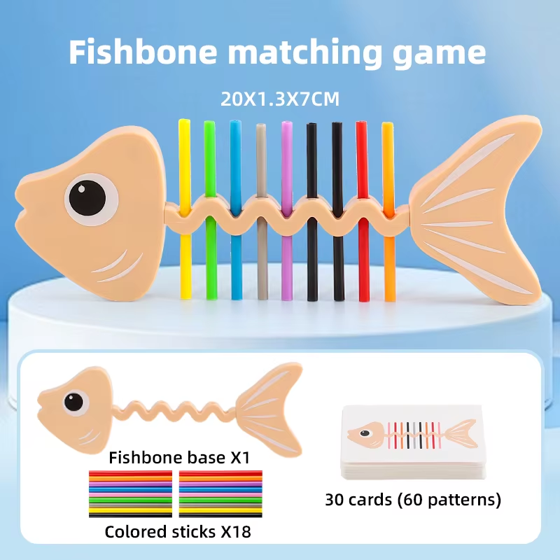 Montessori Color Matching Sensory Toys Color Matching Fish Balance Stick Fine Training Game Toys Early Education Develop Gift