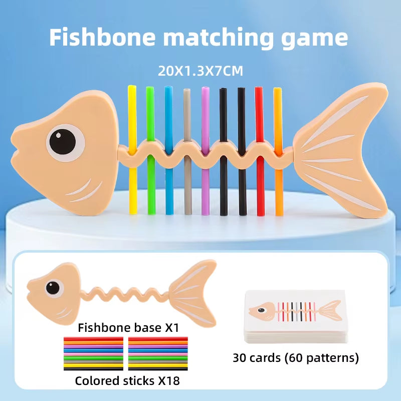 Montessori Color Matching Sensory Toys Color Matching Fish Balance Stick Fine Training Game Toys Early Education Develop Gift