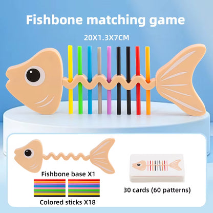 Montessori Color Matching Sensory Toys Color Matching Fish Balance Stick Fine Training Game Toys Early Education Develop Gift