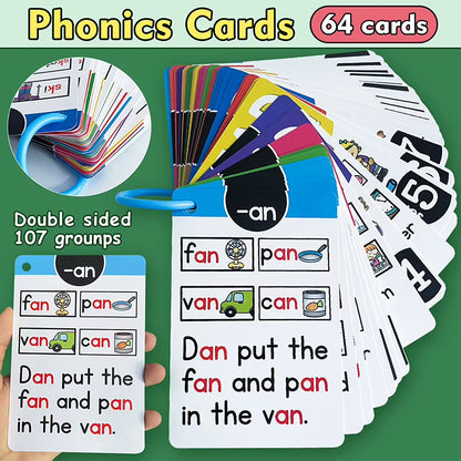 1Pcs Montessori English Phonics Learning Cards Kindergarten Educational Toys for Children Teacher Teaching Aid Flashcards