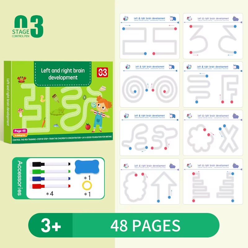 Reusable Magical Tracing Workbook Pen Control Training Book for Kids Handwriting Practice
