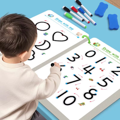 Reusable Magical Tracing Workbook Pen Control Training Book for Kids Handwriting Practice