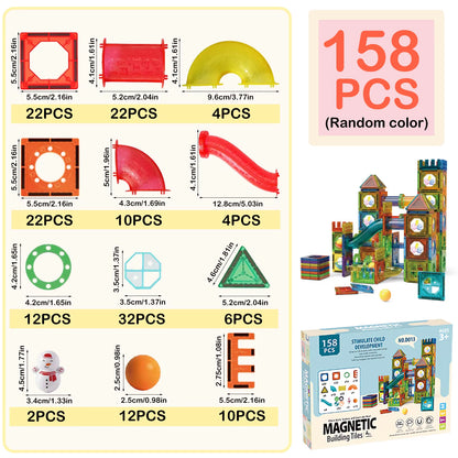 Magnetic Marble Run Track 3D Transparent Pipeline Set Color Window Magnetic Building Blocks Tiles Kids STEM Construction Toys