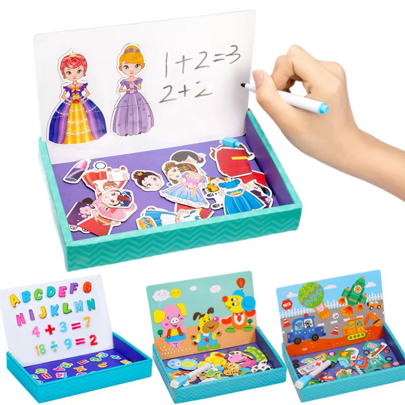 Multifunction Animal Puzzle Paper School Teaching Incentive Supplies Rewards Writing Magnetic Drawing Board Blackboard TMZ