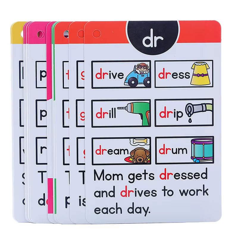 1Pcs Montessori English Phonics Learning Cards Kindergarten Educational Toys for Children Teacher Teaching Aid Flashcards