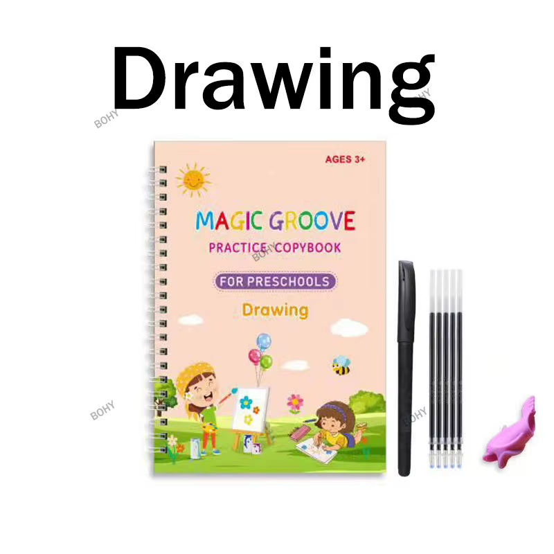 Reusable Children 3D Copybook for Calligraphy Numbers 0-10 Handwriting Copybooks Learning Math Writing Practice Book for Kids