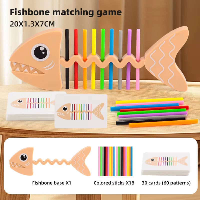 Montessori Color Matching Sensory Toys Color Matching Fish Balance Stick Fine Training Game Toys Early Education Develop Gift