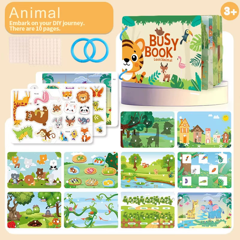 1Set Puzzle DIY Quiet Book Busy Book Animal Number Letter Quietbook Montessori Interactive Preschool Enlightenment Card Book ZYF