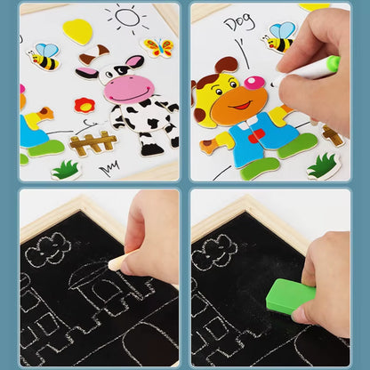 Multifunction Animal Puzzle Paper School Teaching Incentive Supplies Rewards Writing Magnetic Drawing Board Blackboard TMZ