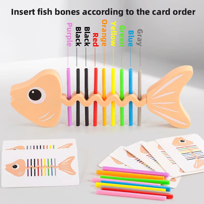 Montessori Color Matching Sensory Toys Color Matching Fish Balance Stick Fine Training Game Toys Early Education Develop Gift
