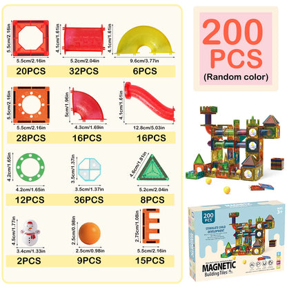 Magnetic Marble Run Track 3D Transparent Pipeline Set Color Window Magnetic Building Blocks Tiles Kids STEM Construction Toys