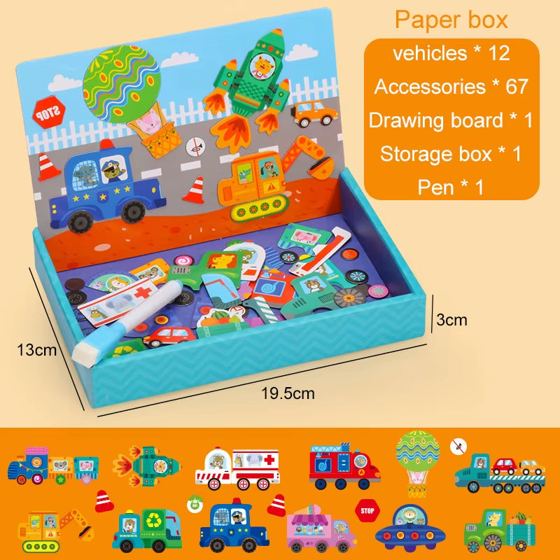 Multifunction Animal Puzzle Paper School Teaching Incentive Supplies Rewards Writing Magnetic Drawing Board Blackboard TMZ