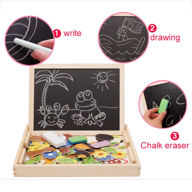 Wooden Multifunction Animal Puzzle Writing Magnetic Drawing Board Blackboard School Teaching Incentive Supplies Rewards TMZ