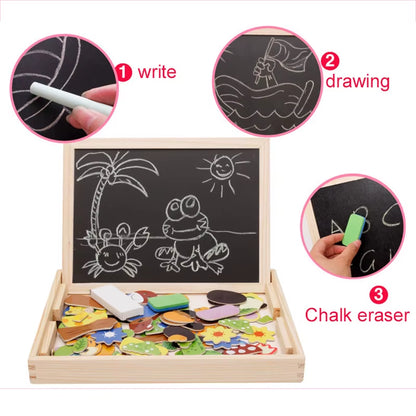 Wooden Multifunction Animal Puzzle Writing Magnetic Drawing Board Blackboard School Teaching Incentive Supplies Rewards TMZ