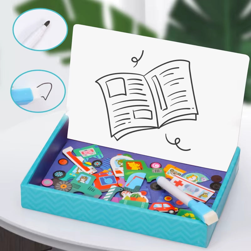 Multifunction Animal Puzzle Paper School Teaching Incentive Supplies Rewards Writing Magnetic Drawing Board Blackboard TMZ