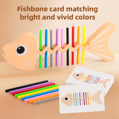 Montessori Color Matching Sensory Toys Color Matching Fish Balance Stick Fine Training Game Toys Early Education Develop Gift