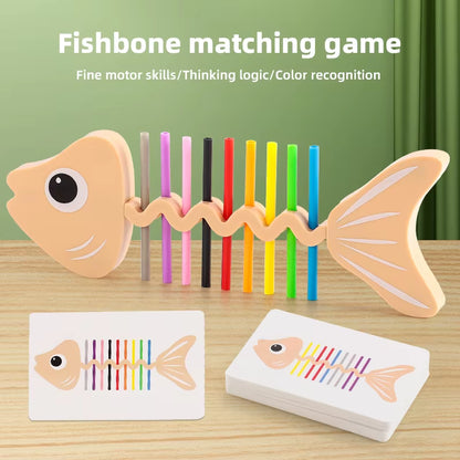 Montessori Color Matching Sensory Toys Color Matching Fish Balance Stick Fine Training Game Toys Early Education Develop Gift